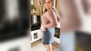 Pregnant changing her clothes