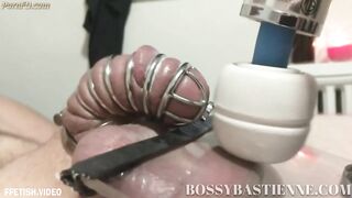 Ballbuster Bastienne - Ruined Orgasm Compilation with Cum in Chastity and Full Weight Ball Trample