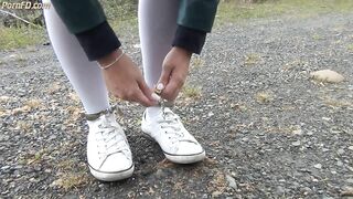 Schoolgirl White Knee Socks AND ANKLE CUFFS / SHACKLES Handcuffs