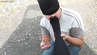 Femdome Schoolgirl BLACK Knee Socks Slave Kiss and Lick Feet Shoes Sniff