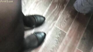 Girl Show Feet in Black Nylon SHOEPLAY FETISH BLACK Stockings