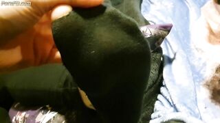 Stinky Sock Removal after Work - Toes Poking through Sock