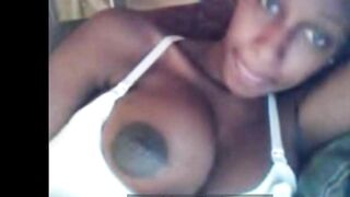 Busty ebony chick on webcam