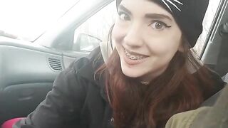 Sneaky Car Blowjob - LilRedVelvet HandJob