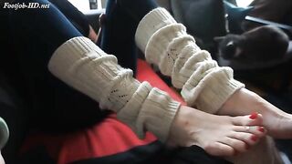 Teasing Toering Toejob From MILF In Legwarmers - Cum For Me - Cat Princess - FootJob