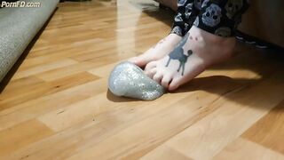 Squishing and Stomping on Slime Foot Play