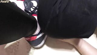 Slave Licks Sneakers to Mistress