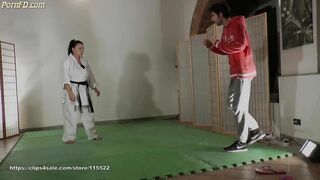 Brutal karate ballbusting by real master