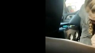 Blonde college girl with braids sucks cock in the car 2