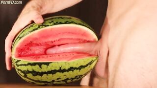 water melon cum - fucking a melon and cumming 3