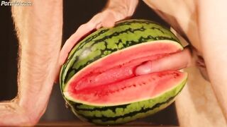 water melon cum - fucking a melon and cumming 3