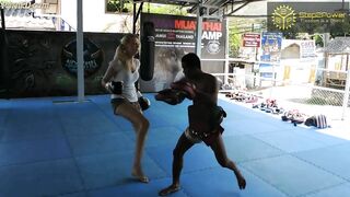 Muay Thai accidental front kick to balls