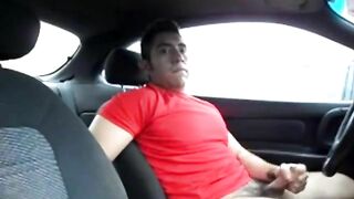 Hairy Latino bud jacks off in his car 4