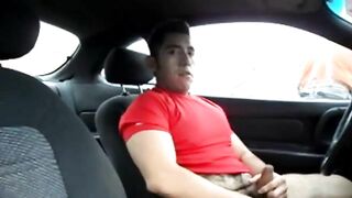 Hairy Latino bud jacks off in his car 4