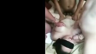 Latina Girl Getting Gangbanged