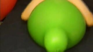 Big green balloon riding humping cum 6