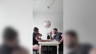 Husband vs wife armwrestling