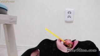 PooAlina - Alina sucks chupa chups and pooping in mouth toilet slave