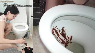 PooAlina - Toilet slave swallows Alina shit from toilet