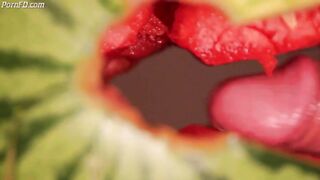 water melon cum - fucking a melon and cumming