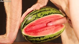 water melon cum - fucking a melon and cumming