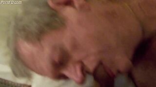 Grandpa sucks and swallows Trucker cum