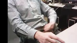 dad strokes cock at the office 3