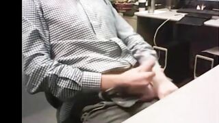 dad strokes cock at the office 3