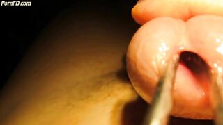 Urethral sounding and stretching with cumshot