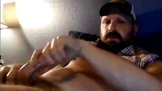 Bearded Trucker Self Facial Jerk Off & Cum