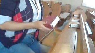 Verry sexy hot woman masturbates in church