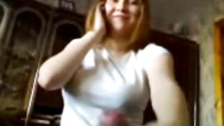 Blowjob and handjob by Redhead Russian Teen while on phone