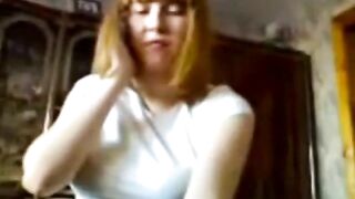 Blowjob and handjob by Redhead Russian Teen while on phone