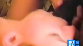 Girl taking cum in mouth from black guy.