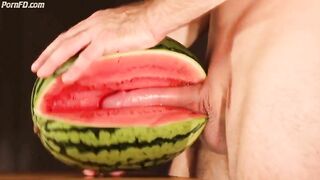 water melon cum - fucking a melon and cumming 2