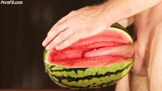 water melon cum - fucking a melon and cumming 2