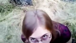 British slut outdoor cum swallow