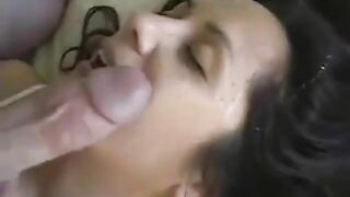 Dirty talking girl gets a big facial 2