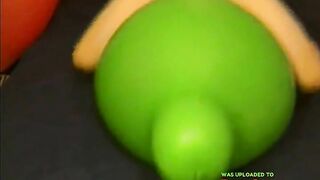 Big green balloon riding humping cum 3