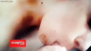 slut slowed Italian blowjob cumshot in mouth