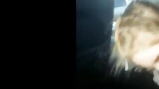 Blonde college girl with braids sucks cock in the car