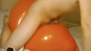 Big inflatable orange balloon humping cum 2