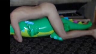 Big inflatable alligator humping cum 2