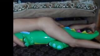 Big inflatable alligator humping cum 2