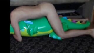 Big inflatable alligator humping cum 3