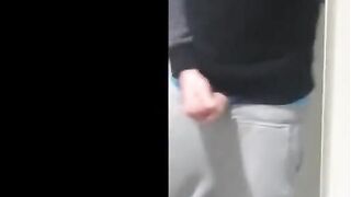 Cute Boy wank in school bathroom and cum in classroom