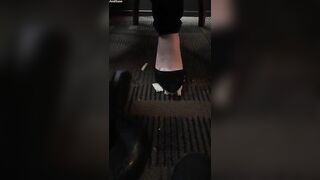 Candid High heels food crush at restaurant