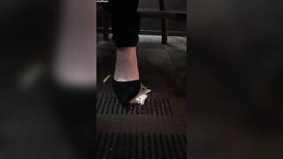 Candid High heels food crush at restaurant