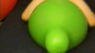 Big green balloon riding humping cum 4