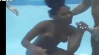 black woman sucking 2 cocks underwater